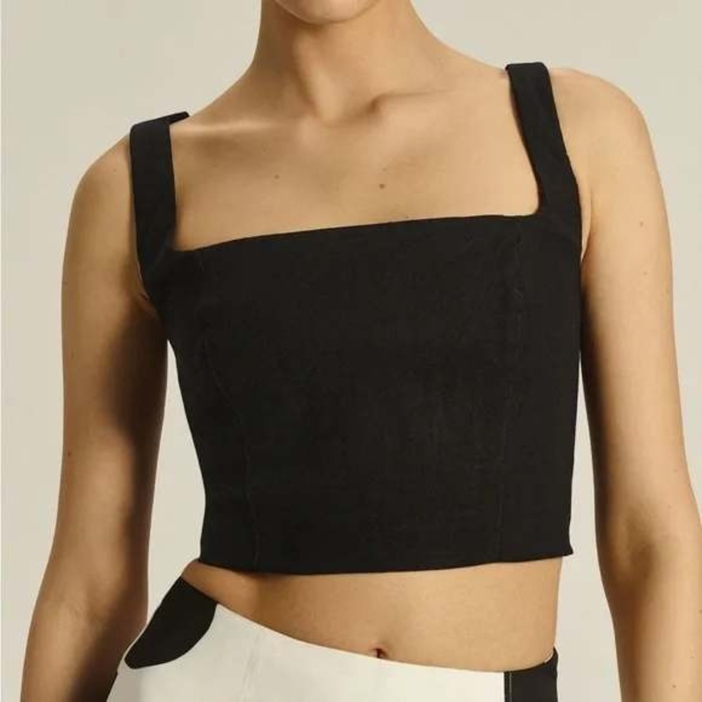 NWT MAEVE ANTHRO Black Square Neck Cropped Tank S‎
